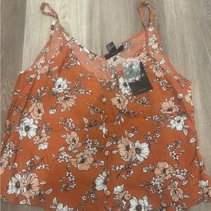 Forever 21 Orange Floral Spaghetti Strap Cami